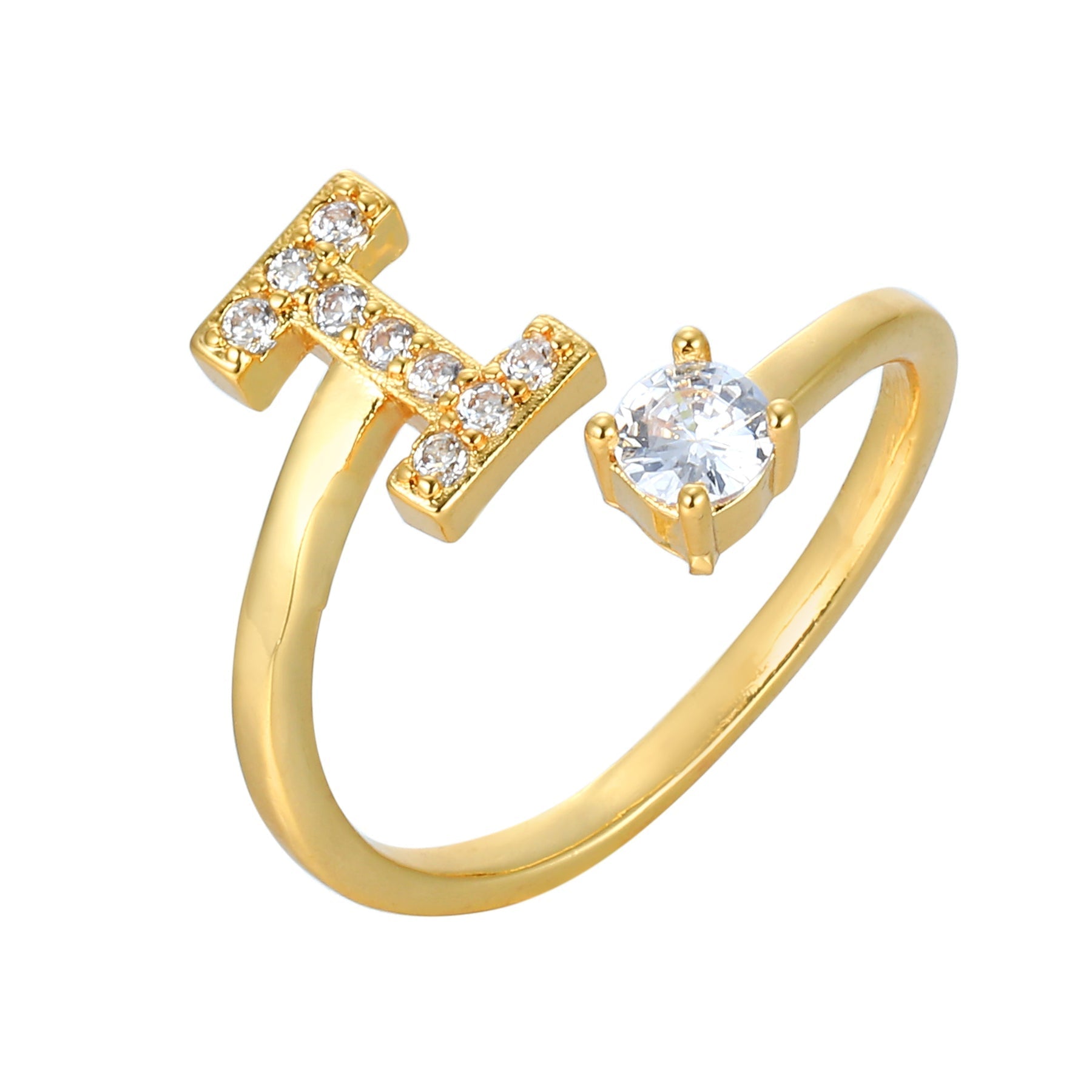 Letter Ring 'Initial' with Zirconia