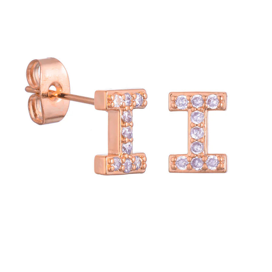 Letter Earrings 'Initial' with Zirconia