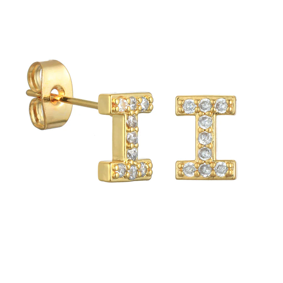 Letter Earrings 'Initial' with Zirconia