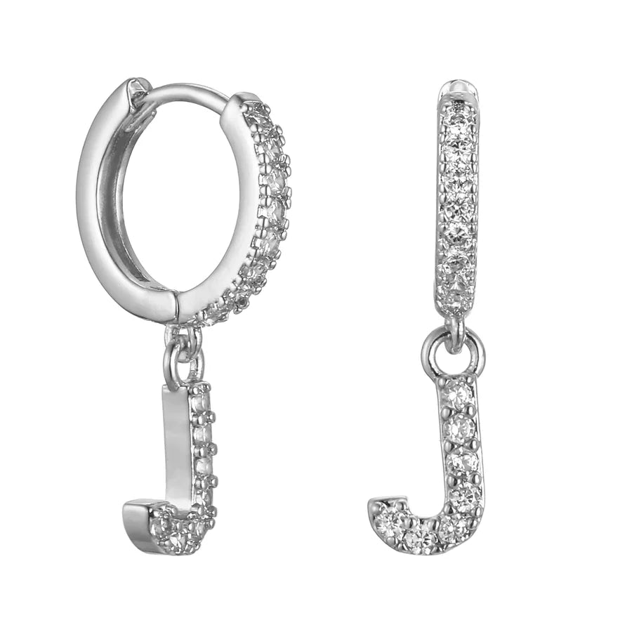 Letter Earrings 'Initial' with Zirconia