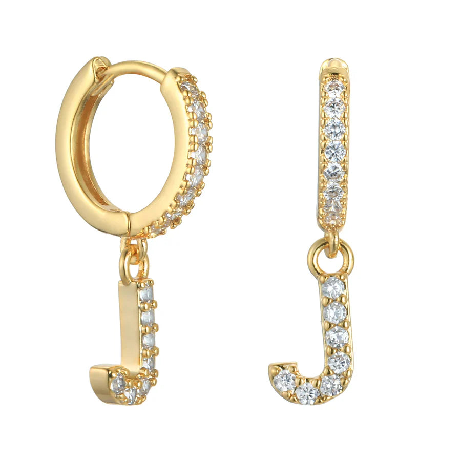 Letter Earrings 'Initial' with Zirconia