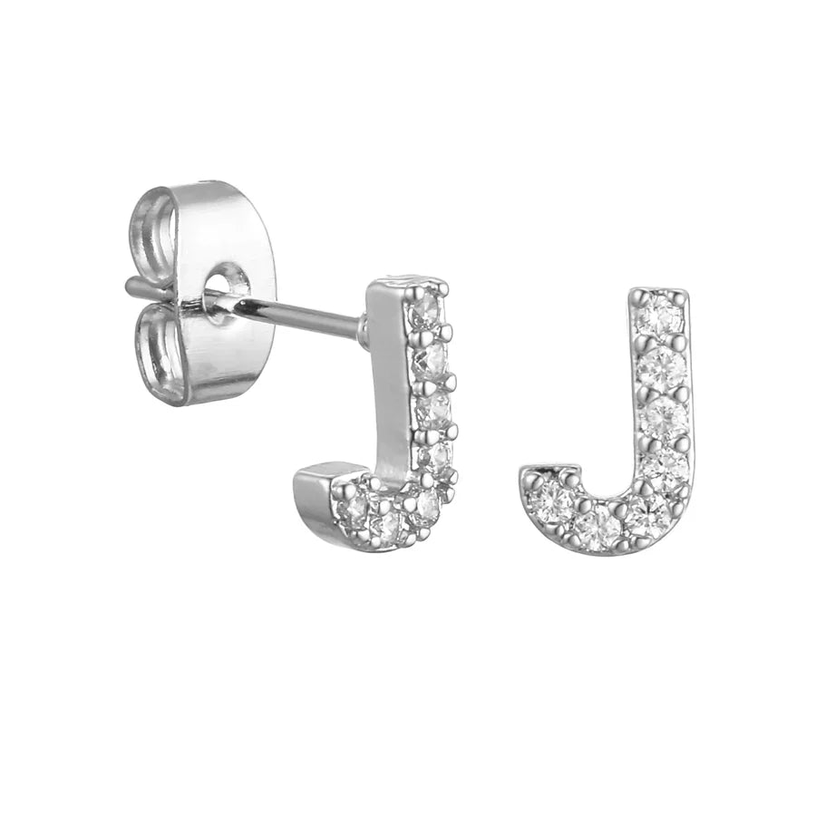 Letter Earrings 'Initial' with Zirconia