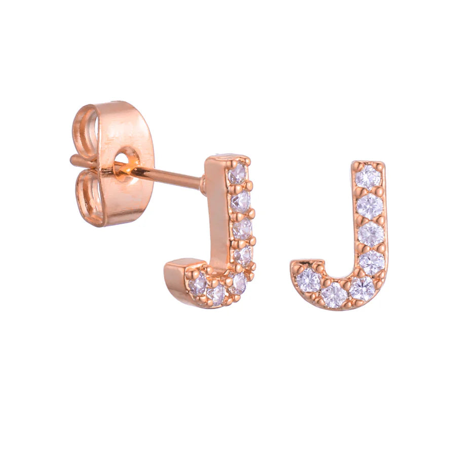 Letter Earrings 'Initial' with Zirconia