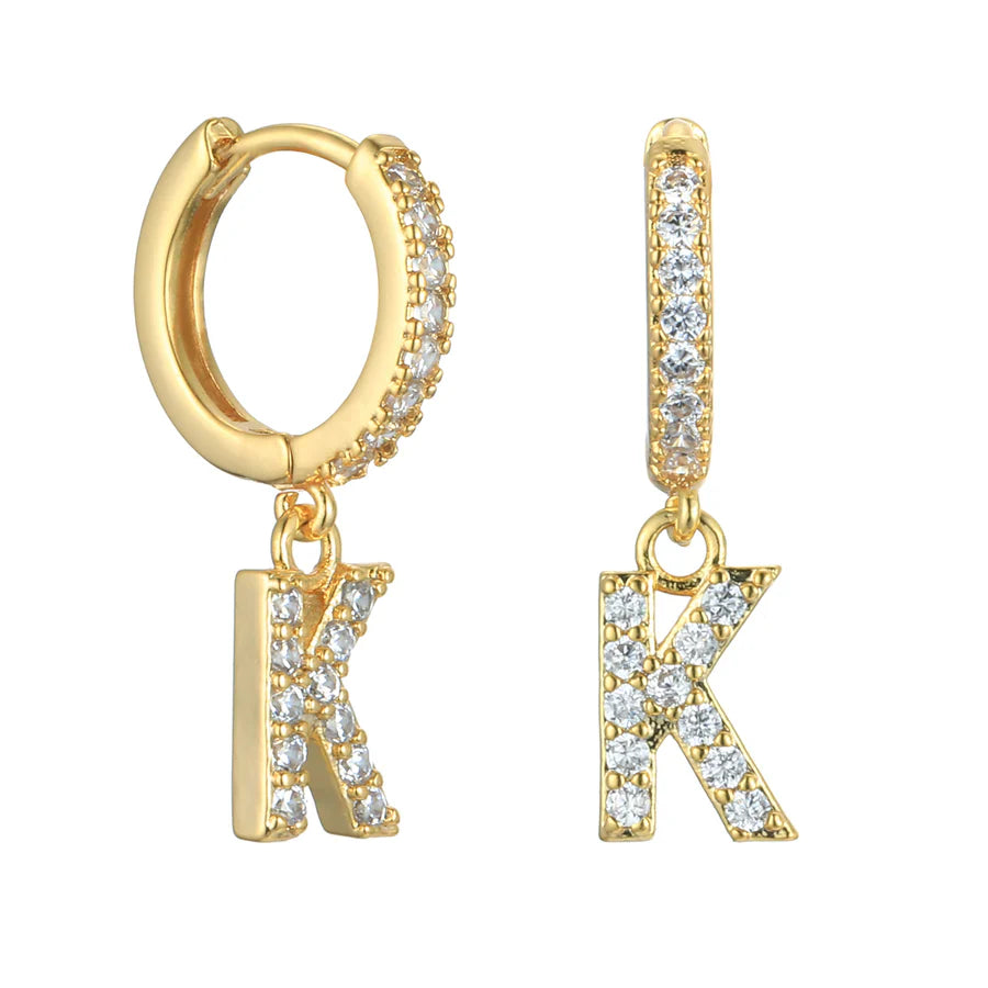 Letter Earrings 'Initial' with Zirconia