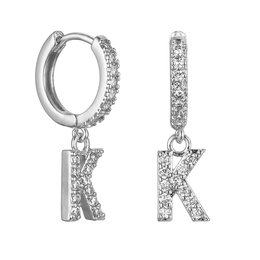 Letter Earrings 'Initial' with Zirconia