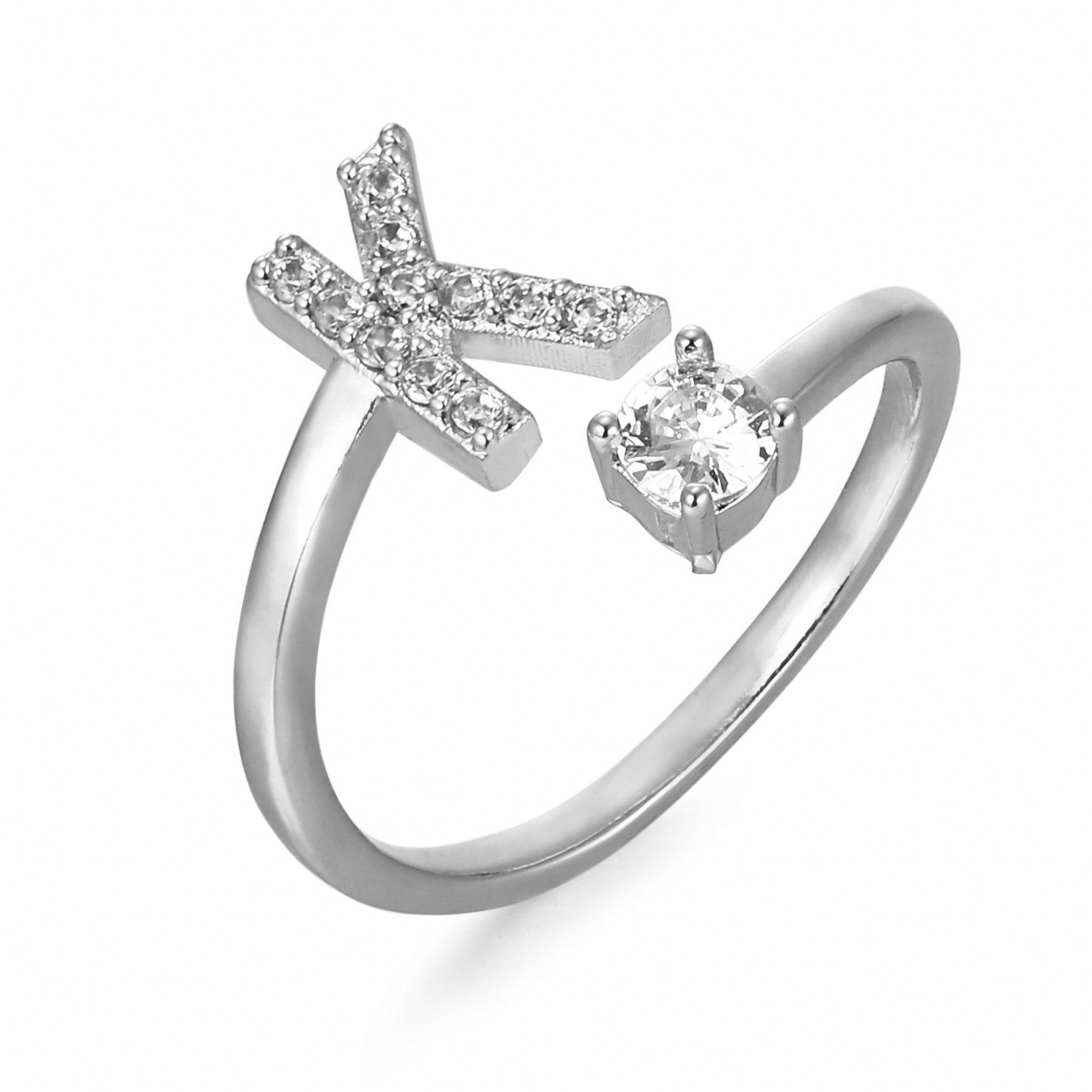 Letter Ring 'Initial' with Zirconia