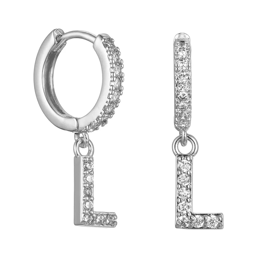 Letter Earrings 'Initial' with Zirconia