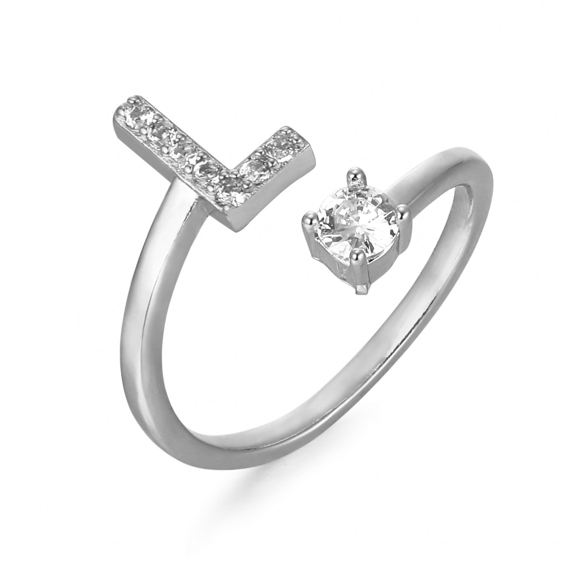 Letter Ring 'Initial' with Zirconia