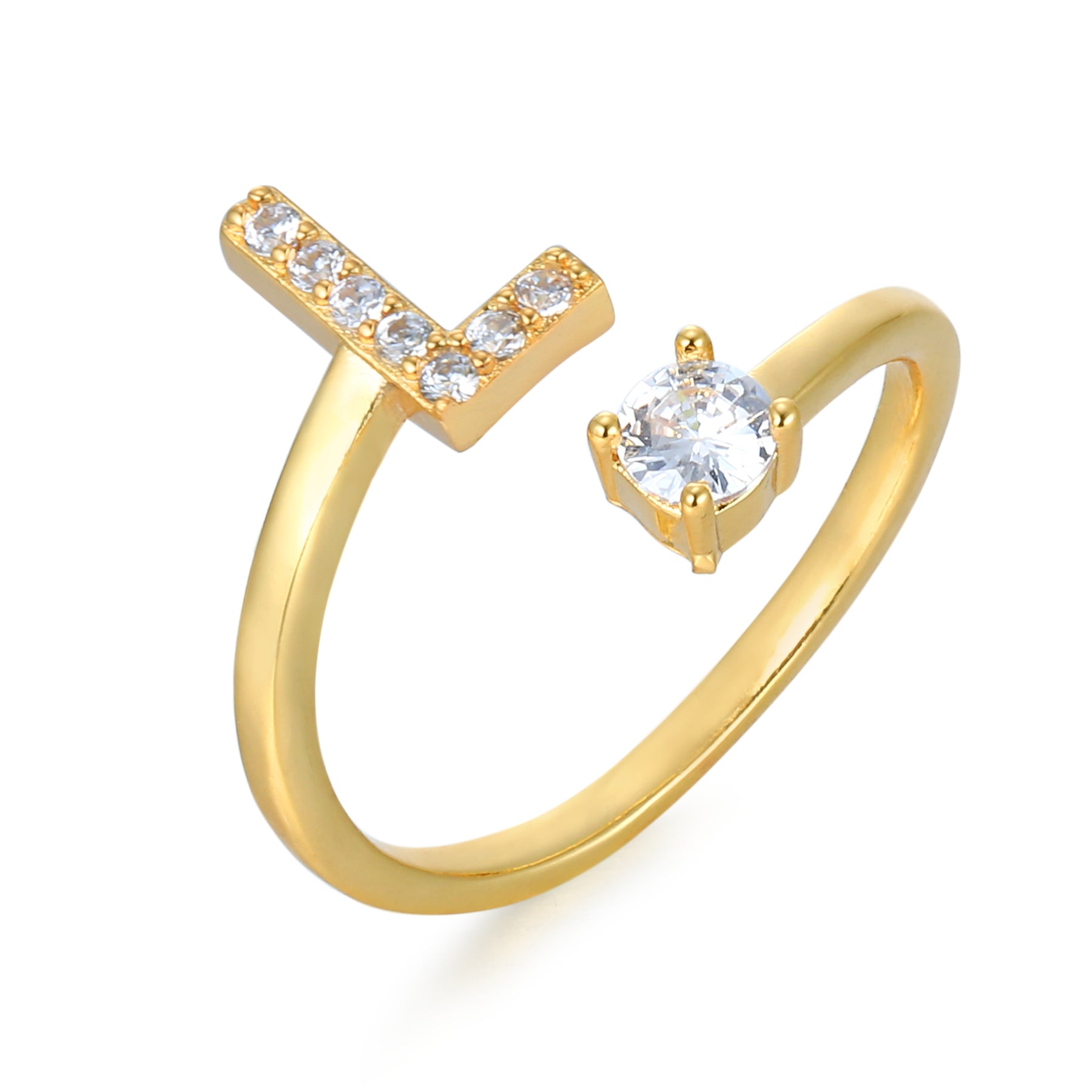 Letter Ring 'Initial' with Zirconia