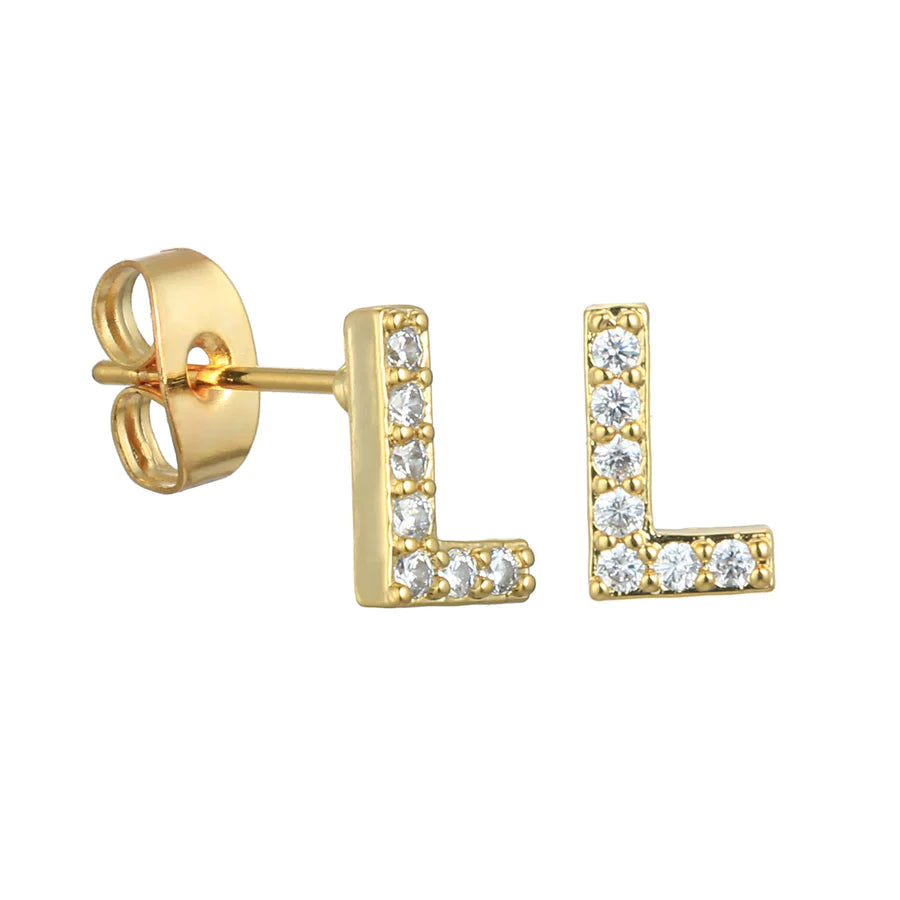 Letter Earrings 'Initial' with Zirconia