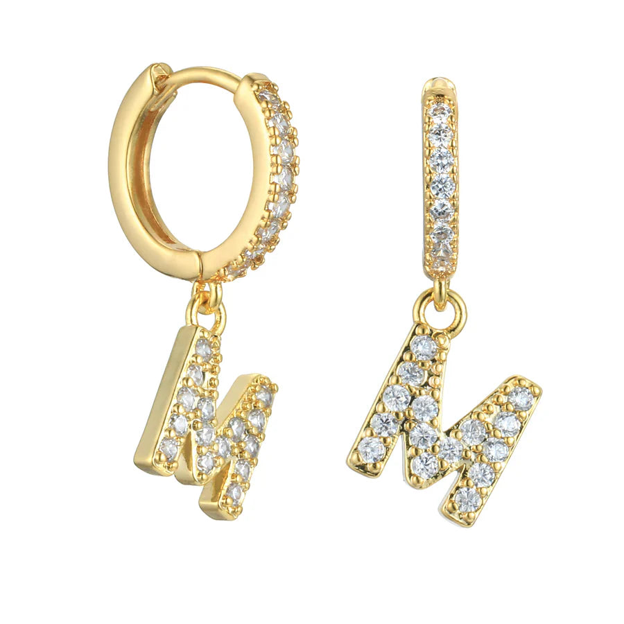 Letter Earrings 'Initial' with Zirconia