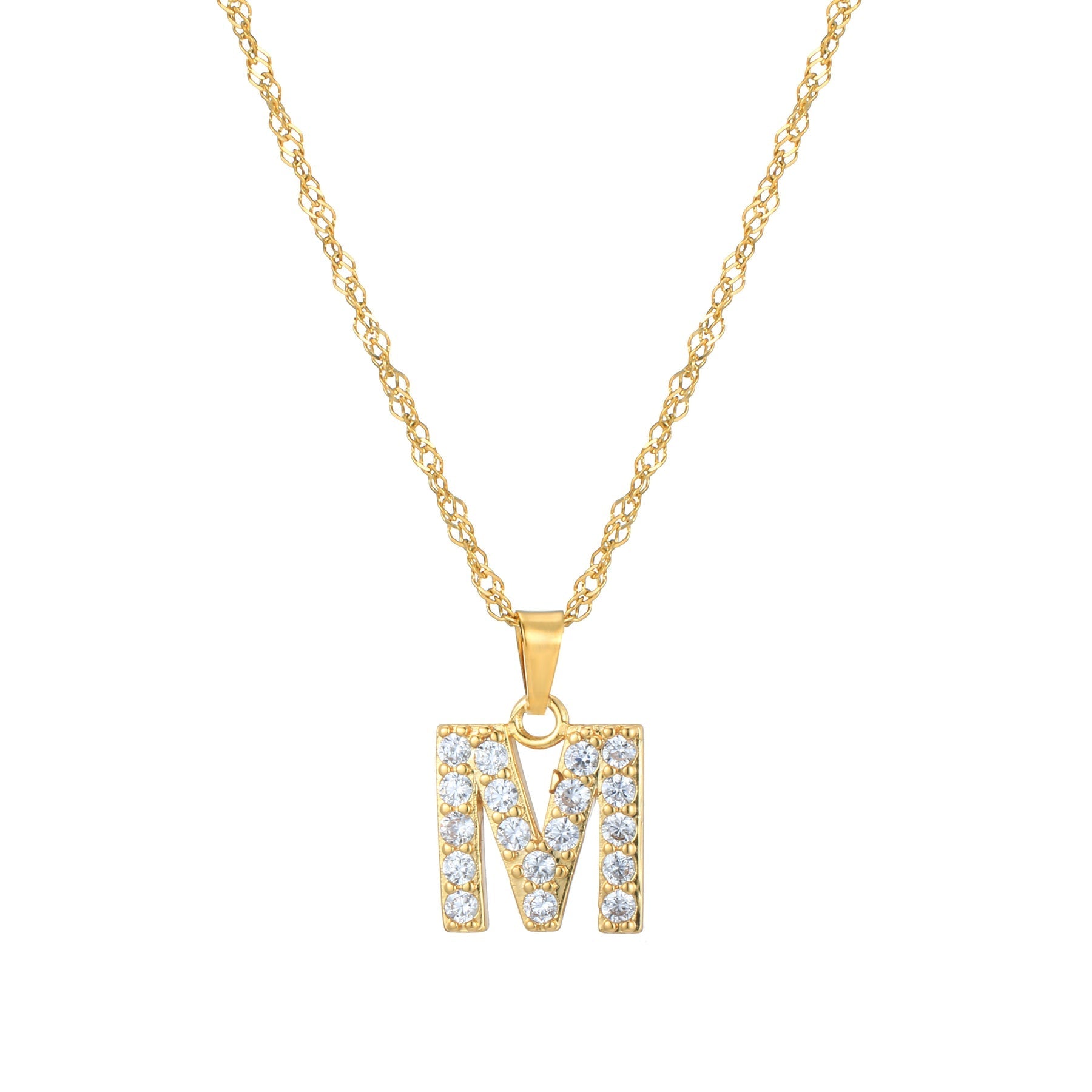 Letter Necklace with Zirconia