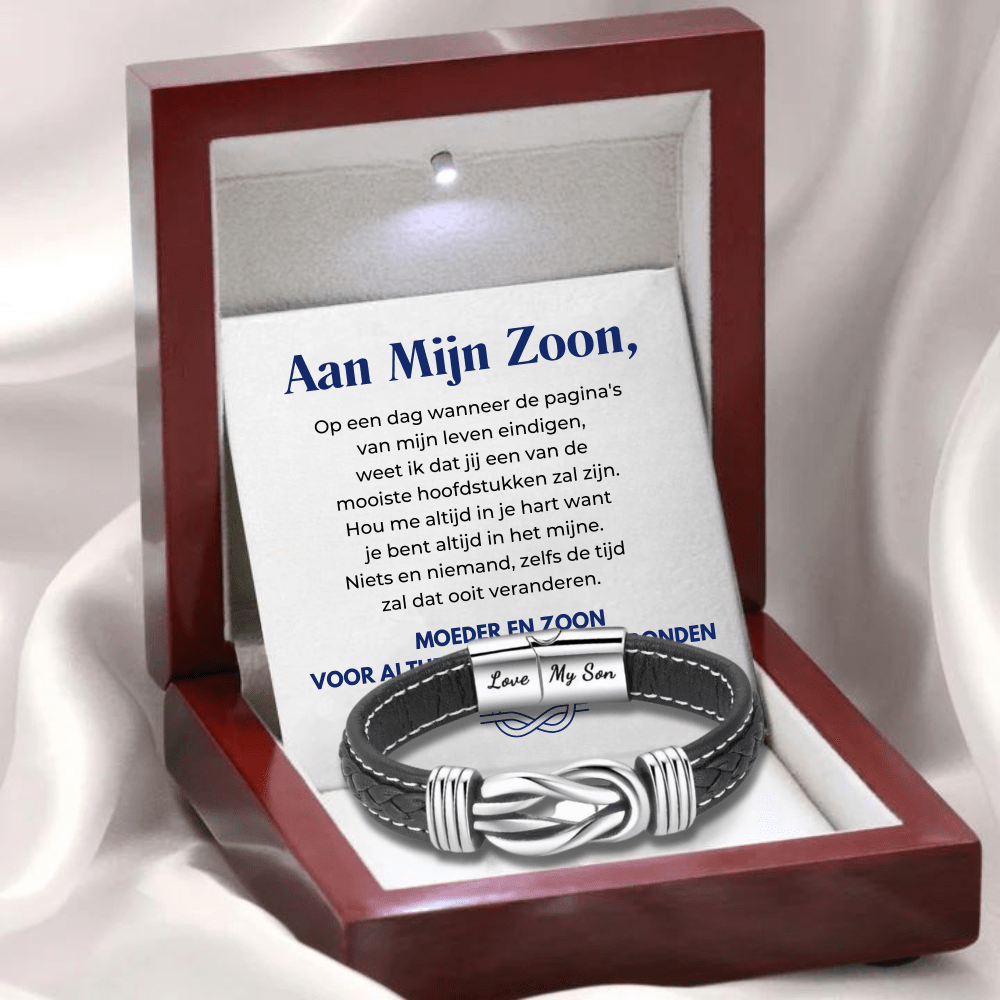 “Mother and Son Forever Connected” Braided Leather Bracelet