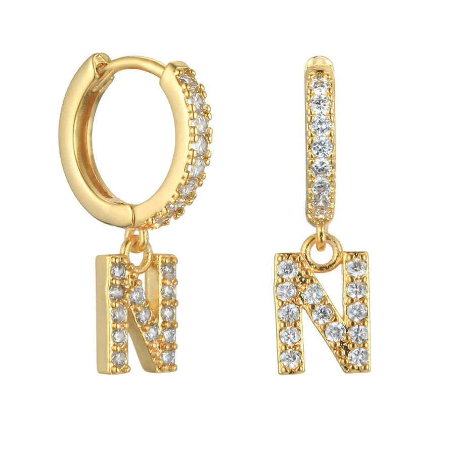 Letter Earrings 'Initial' with Zirconia