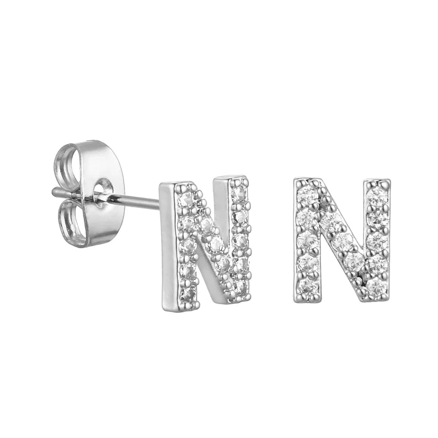 Letter Earrings 'Initial' with Zirconia