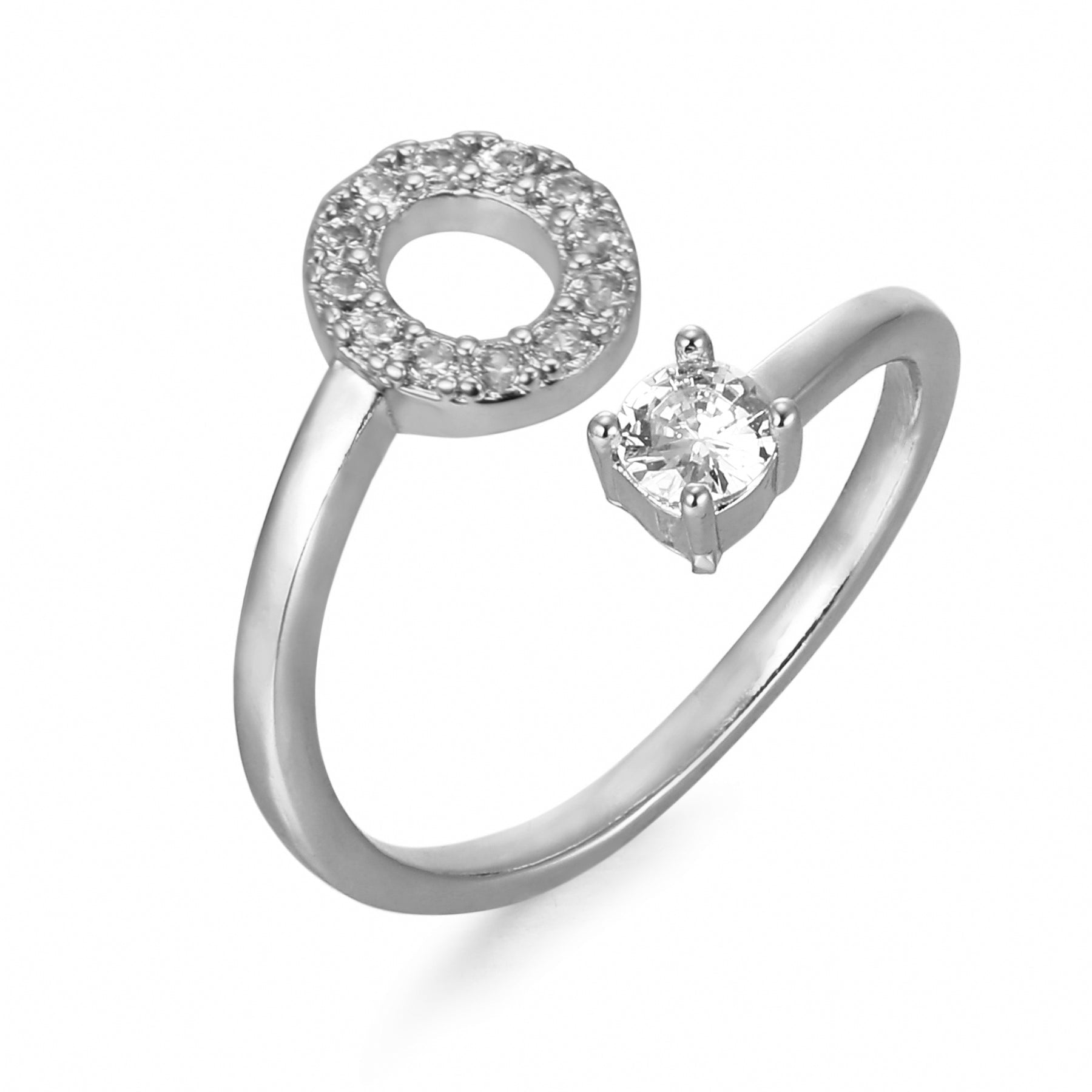 Letter Ring 'Initial' with Zirconia