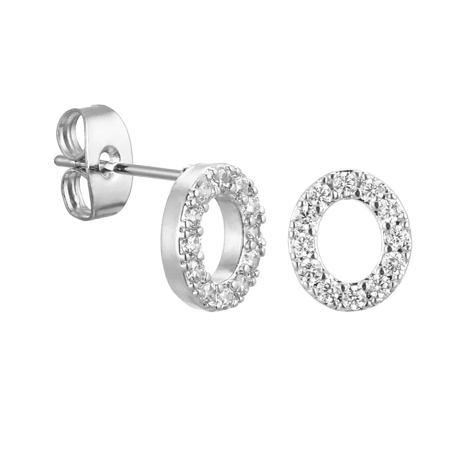 Letter Earrings 'Initial' with Zirconia