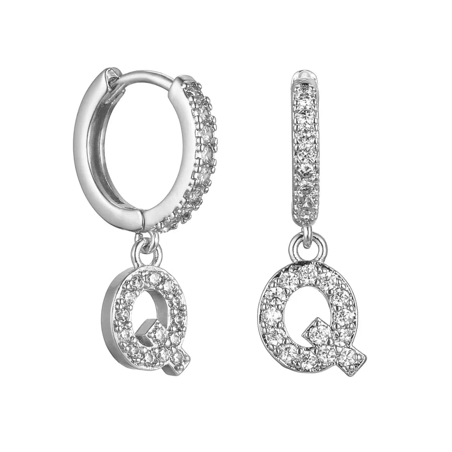 Letter Earrings 'Initial' with Zirconia