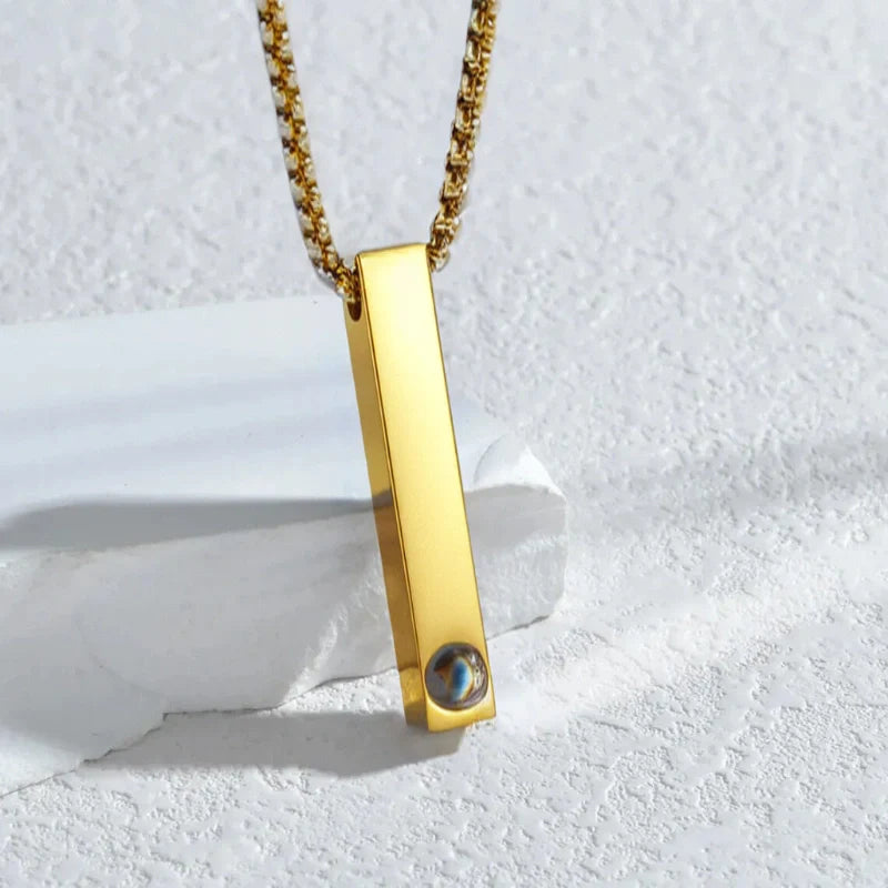 Rectangular Pendant Photo Projection Personalized Necklace