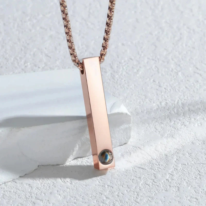 Rectangular Pendant Photo Projection Personalized Necklace