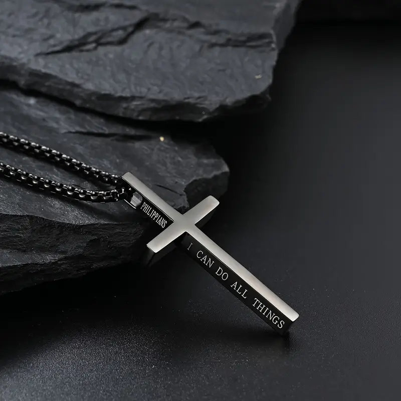 Stainless Steel Cross Pendant Necklace - Boys Necklace