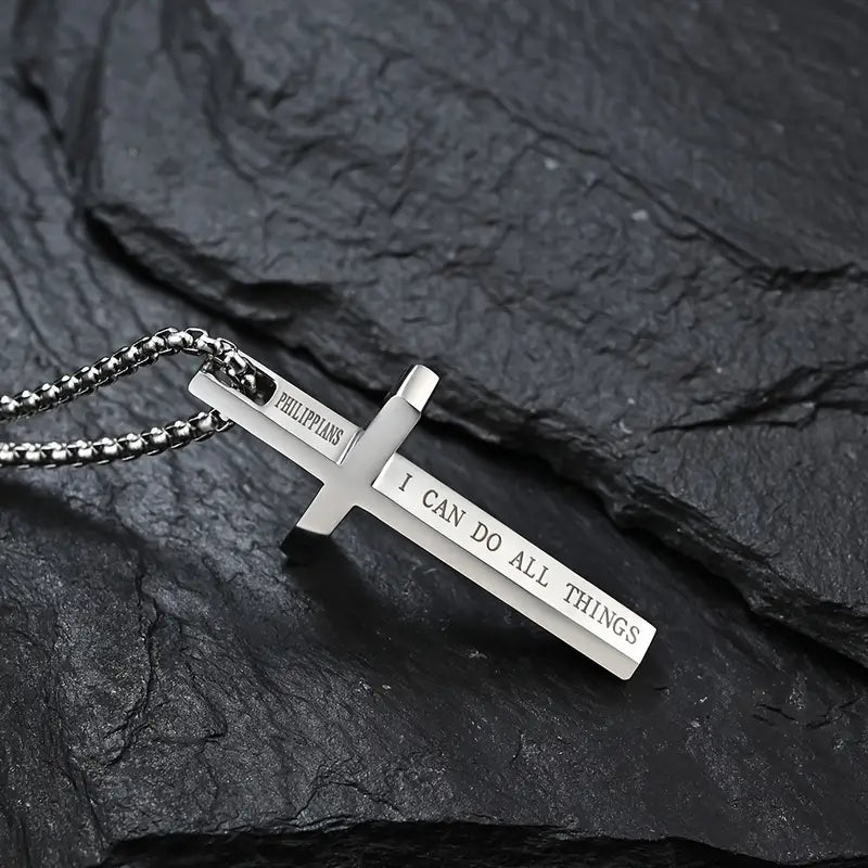 Stainless Steel Cross Pendant Necklace - Boys Necklace