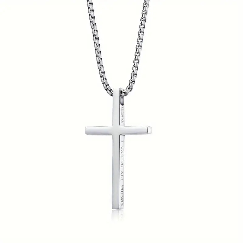 Stainless Steel Cross Pendant Necklace - Boys Necklace