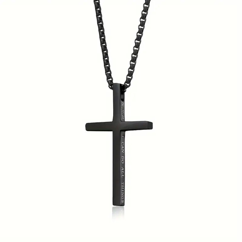 Stainless Steel Cross Pendant Necklace - Boys Necklace