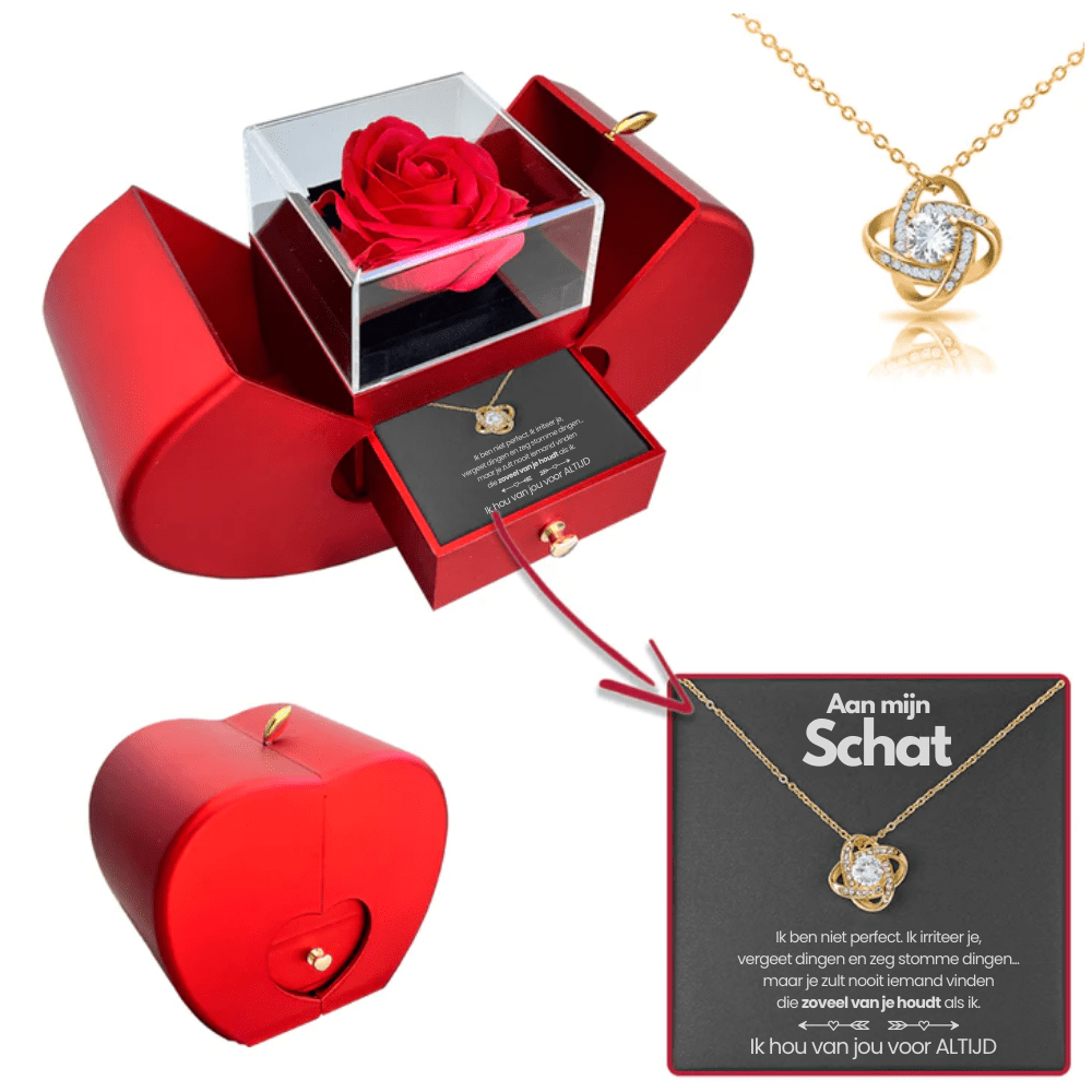 Eternal Rose Box - With Love Knot Necklace & Real Rose