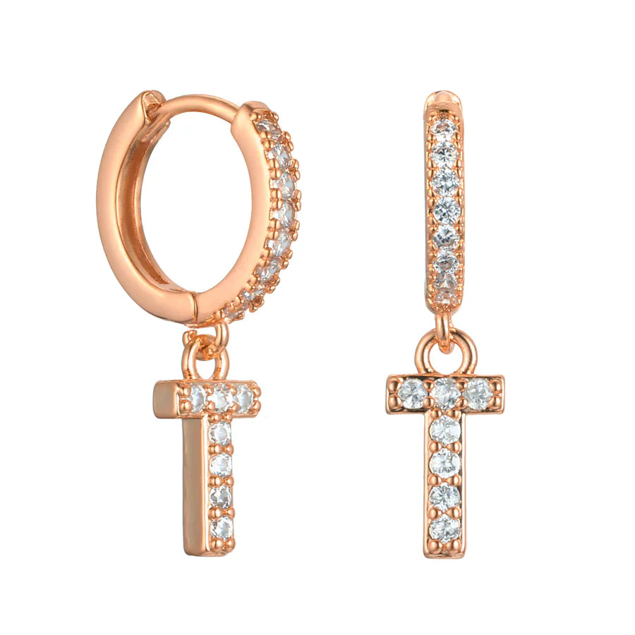 Letter Earrings 'Initial' with Zirconia