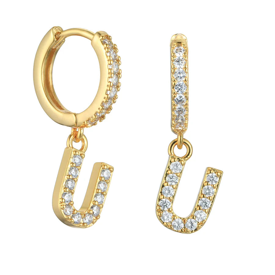 Letter Earrings 'Initial' with Zirconia