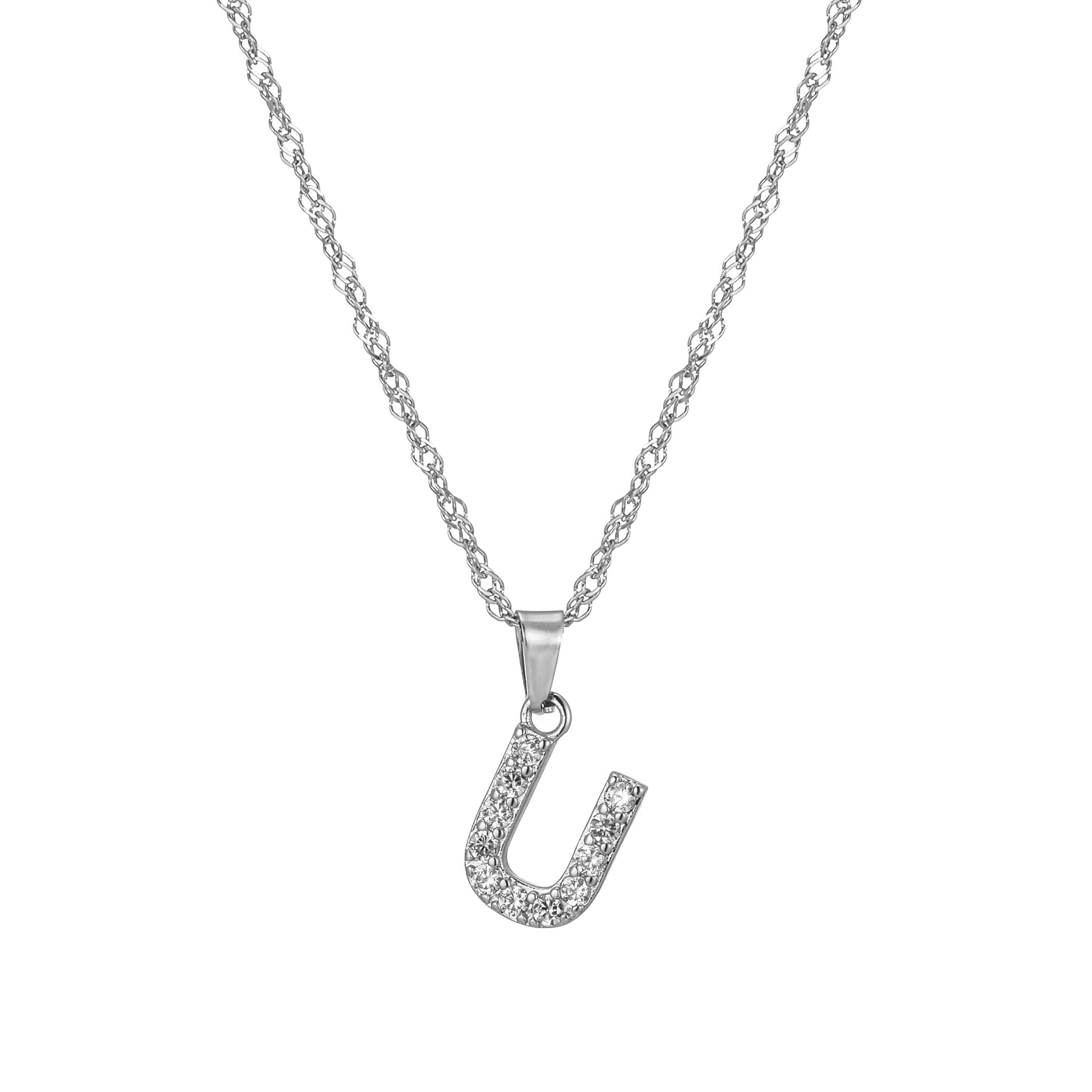 Letter Necklace with Zirconia