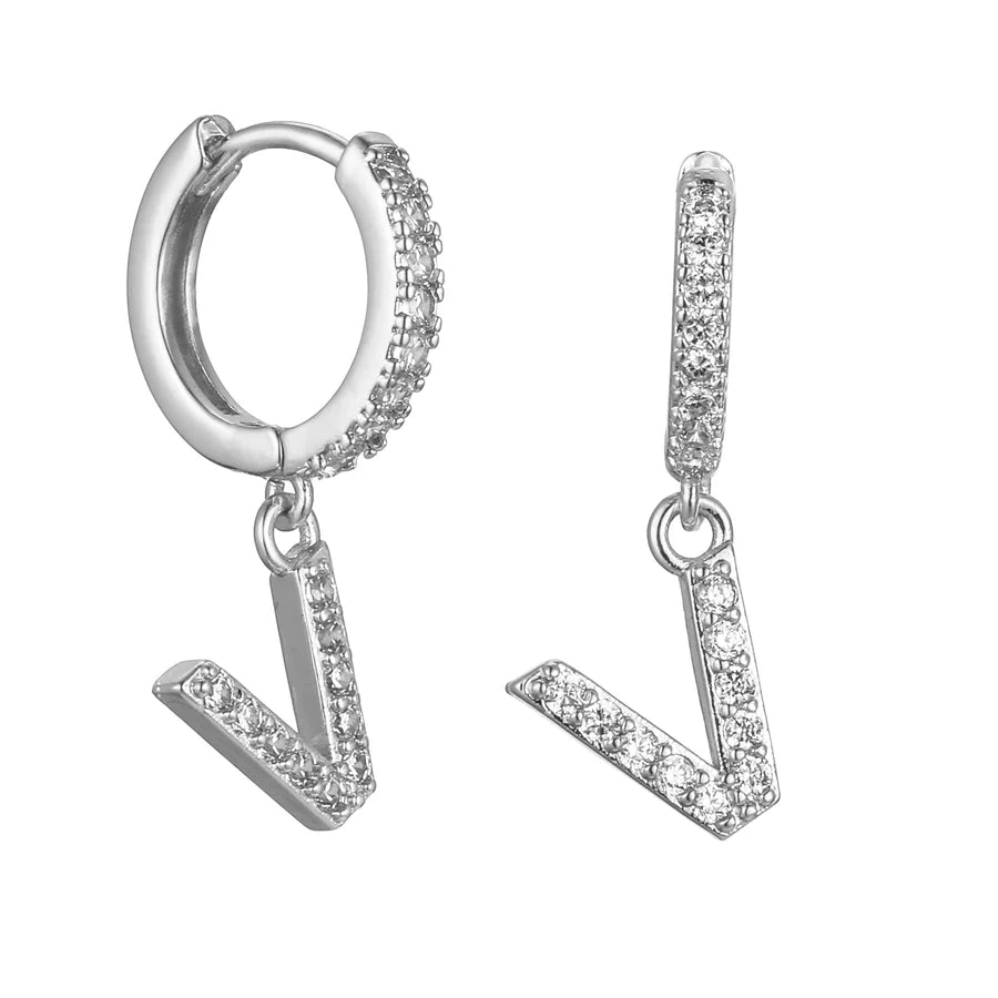 Letter Earrings 'Initial' with Zirconia
