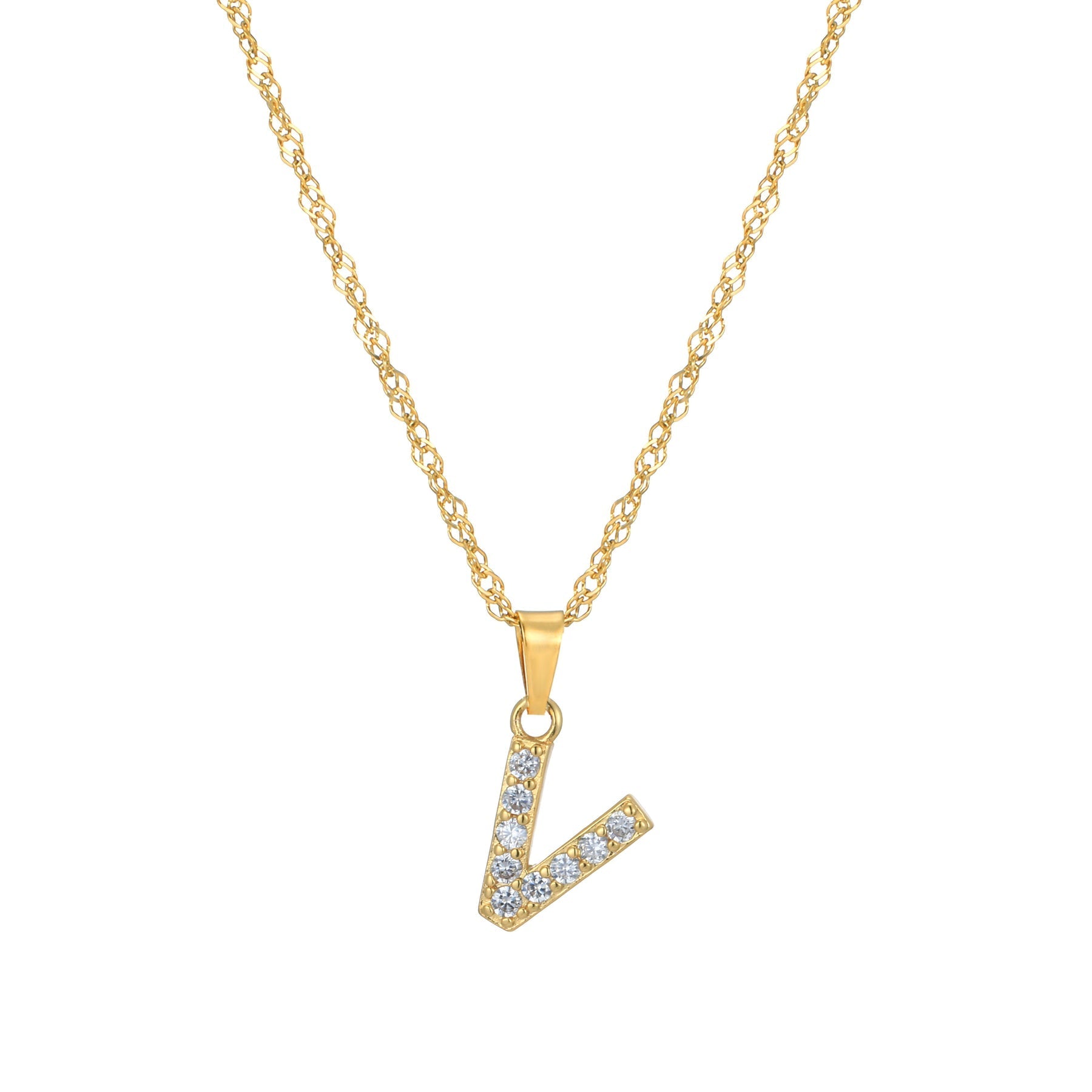 Letter Necklace with Zirconia