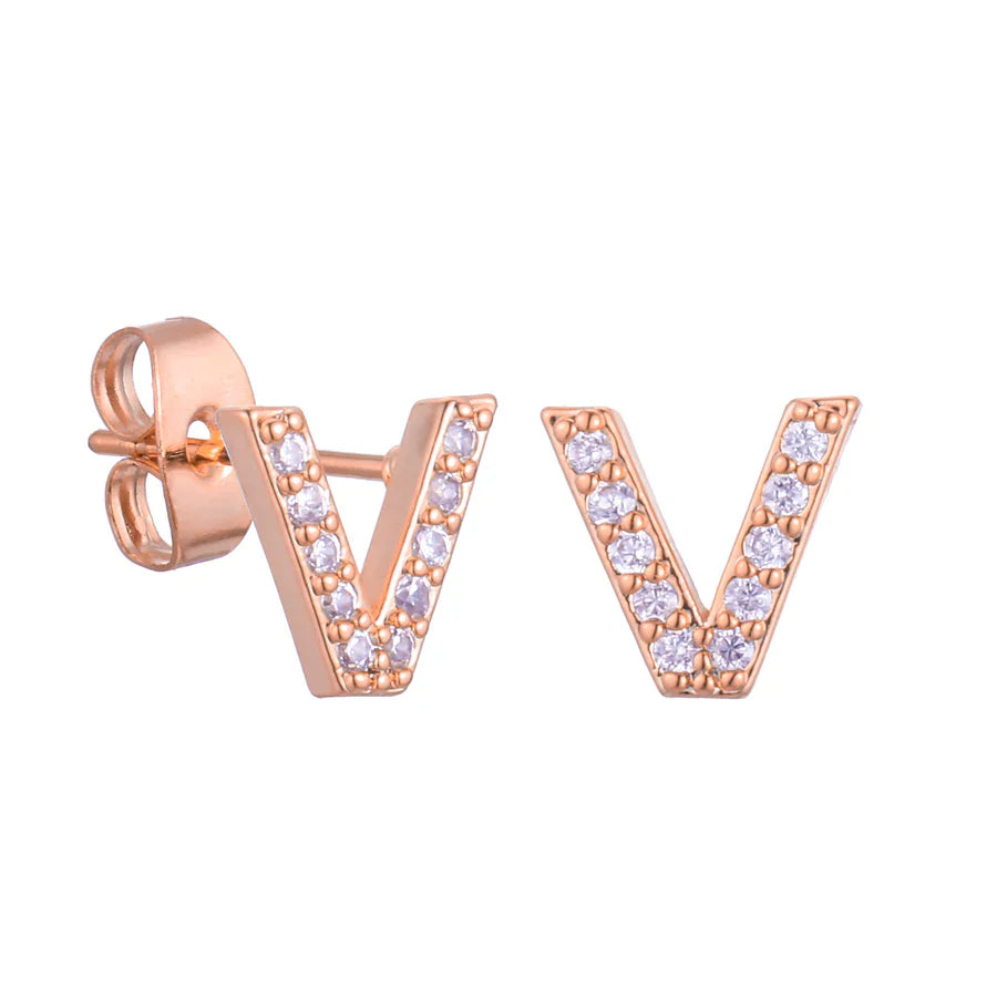 Letter Earrings 'Initial' with Zirconia
