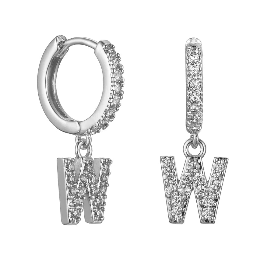 Letter Earrings 'Initial' with Zirconia
