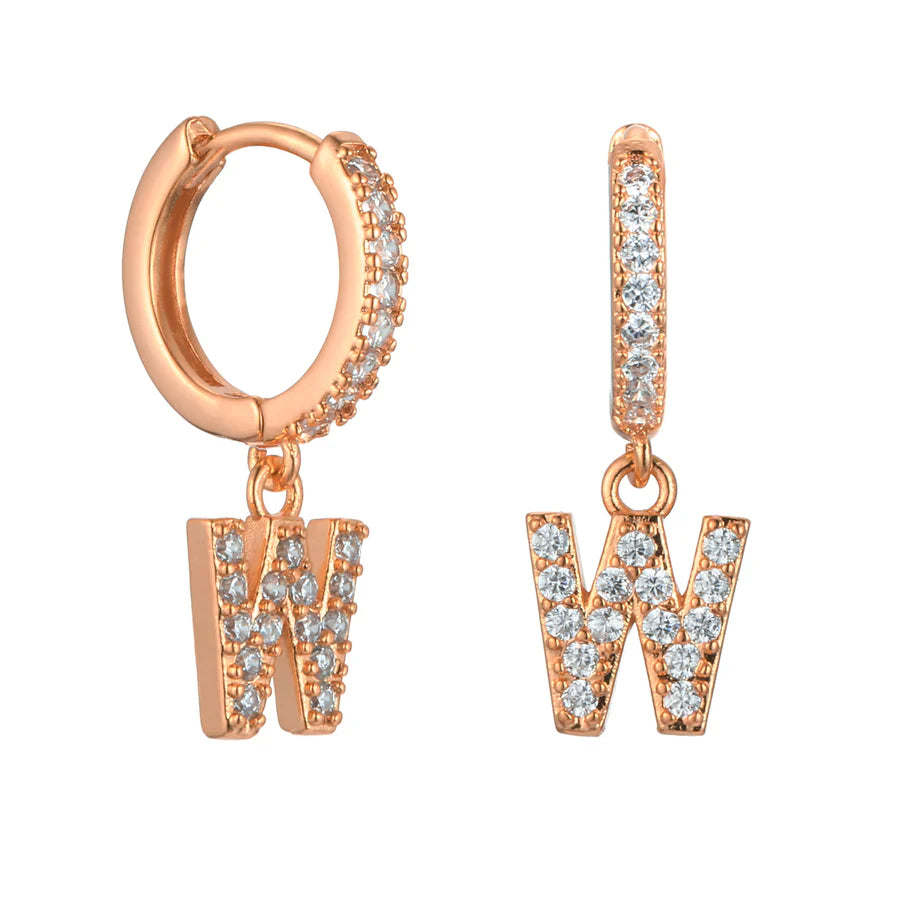 Letter Earrings 'Initial' with Zirconia