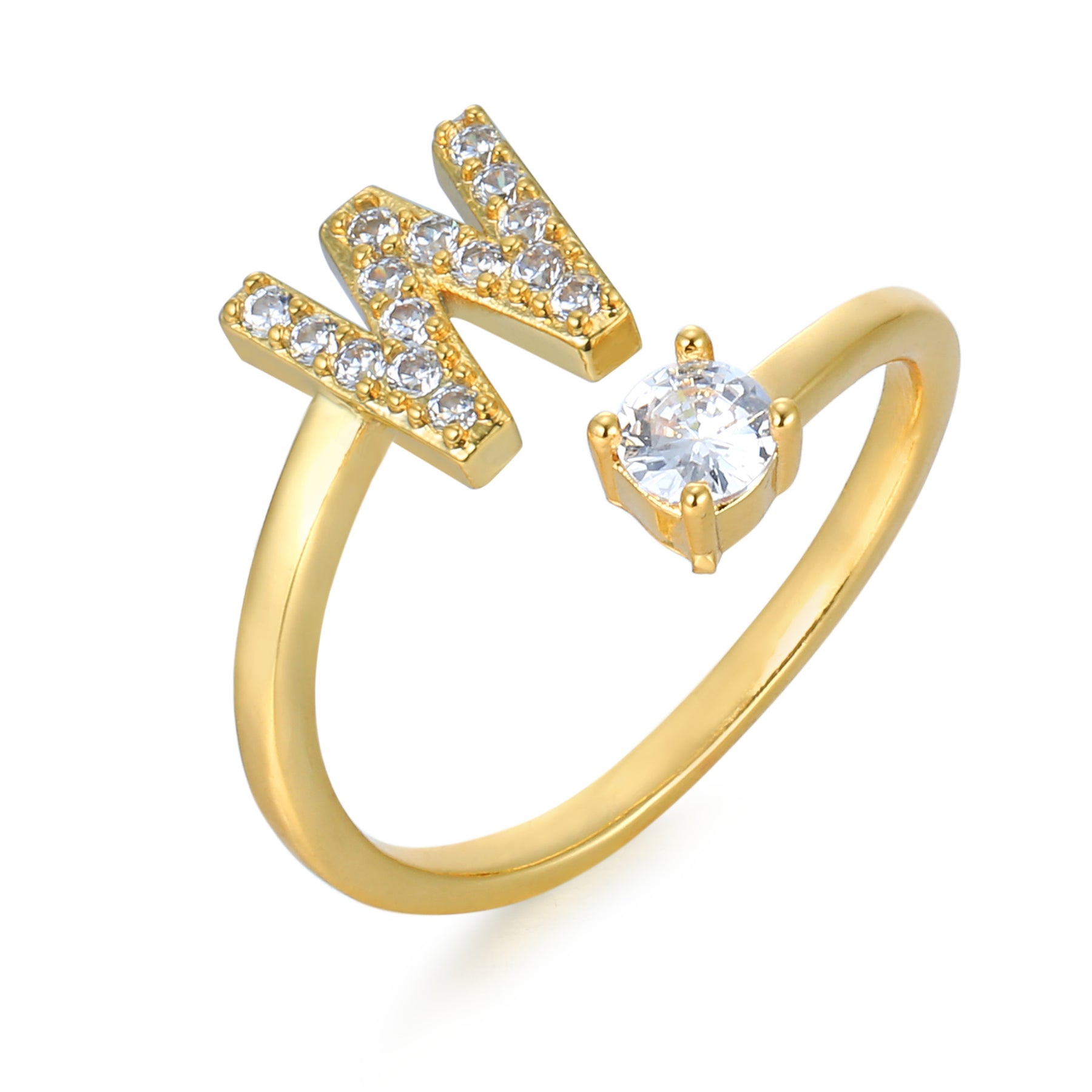Letter Ring 'Initial' with Zirconia