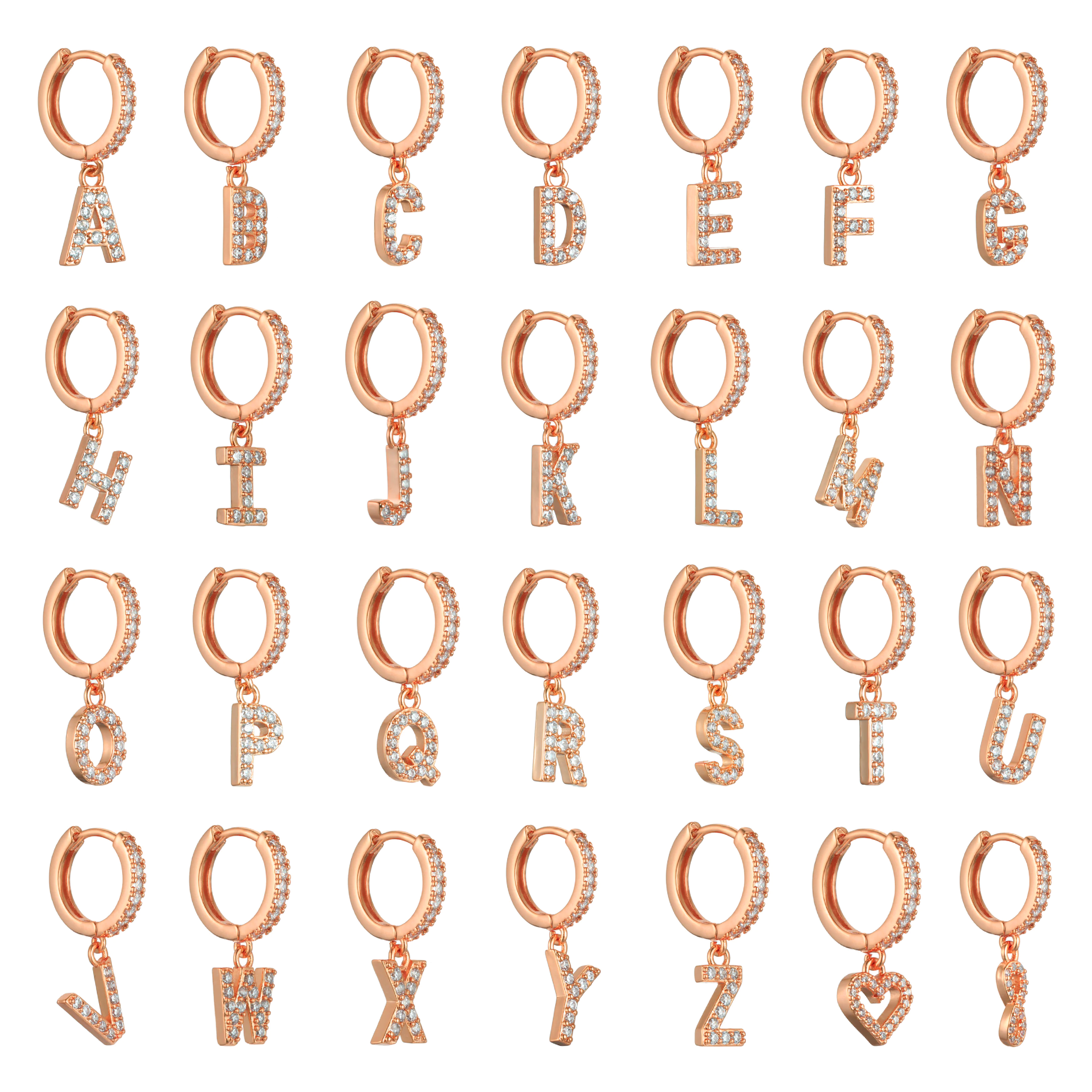 Letter Earrings 'Initial' with Zirconia