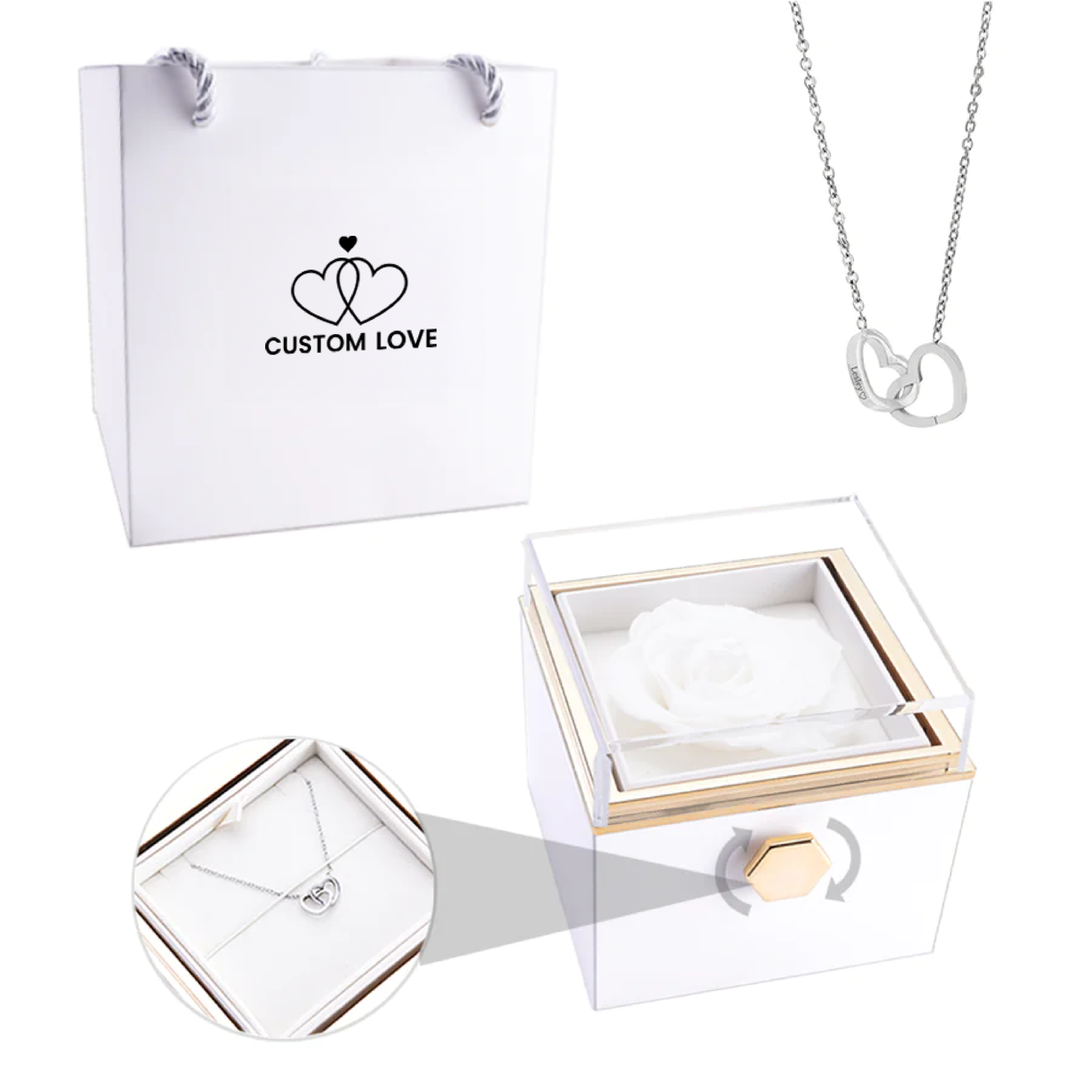 The Eternal Rose Box - With Personalized Necklace & Real Rose