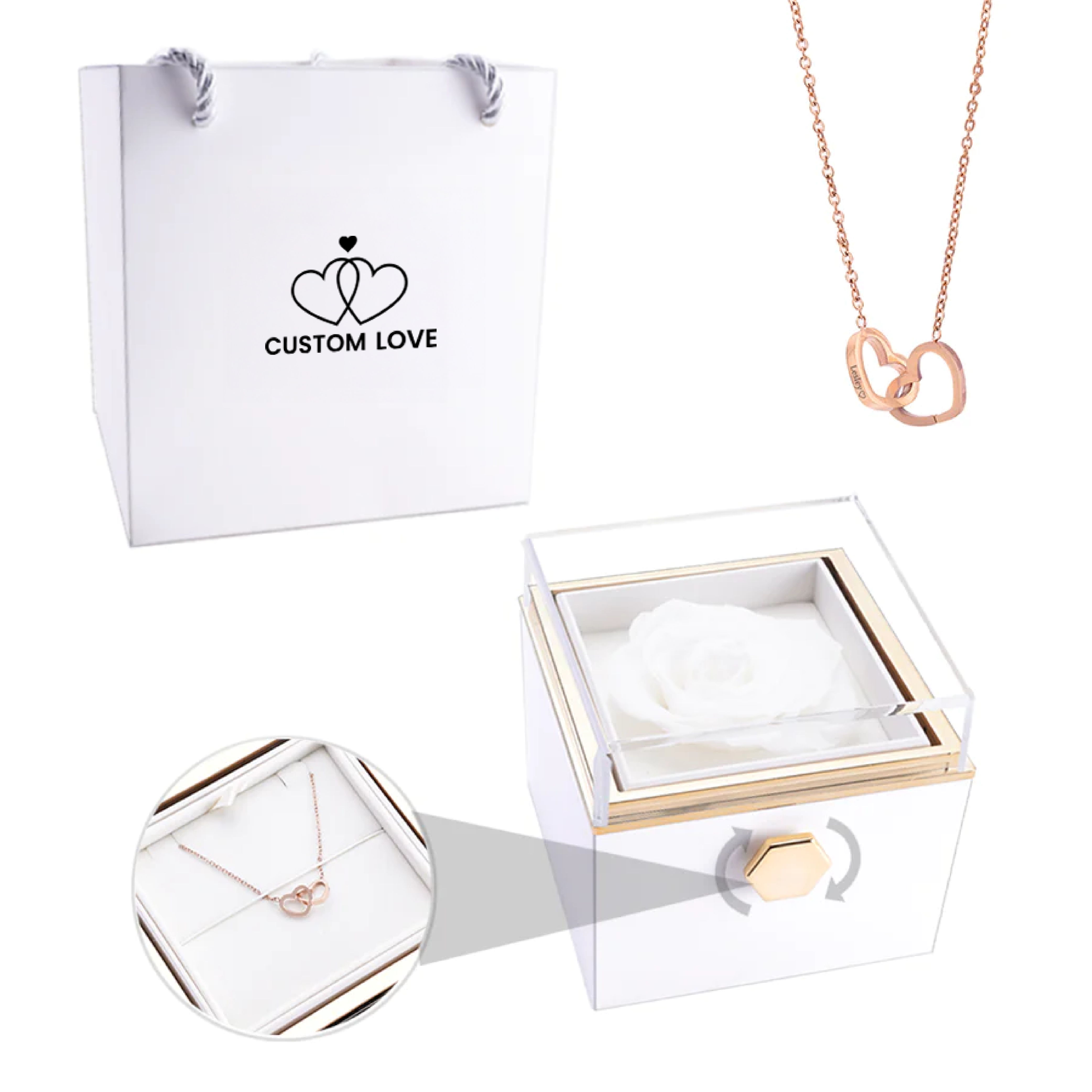 The Eternal Rose Box - With Personalized Necklace & Real Rose