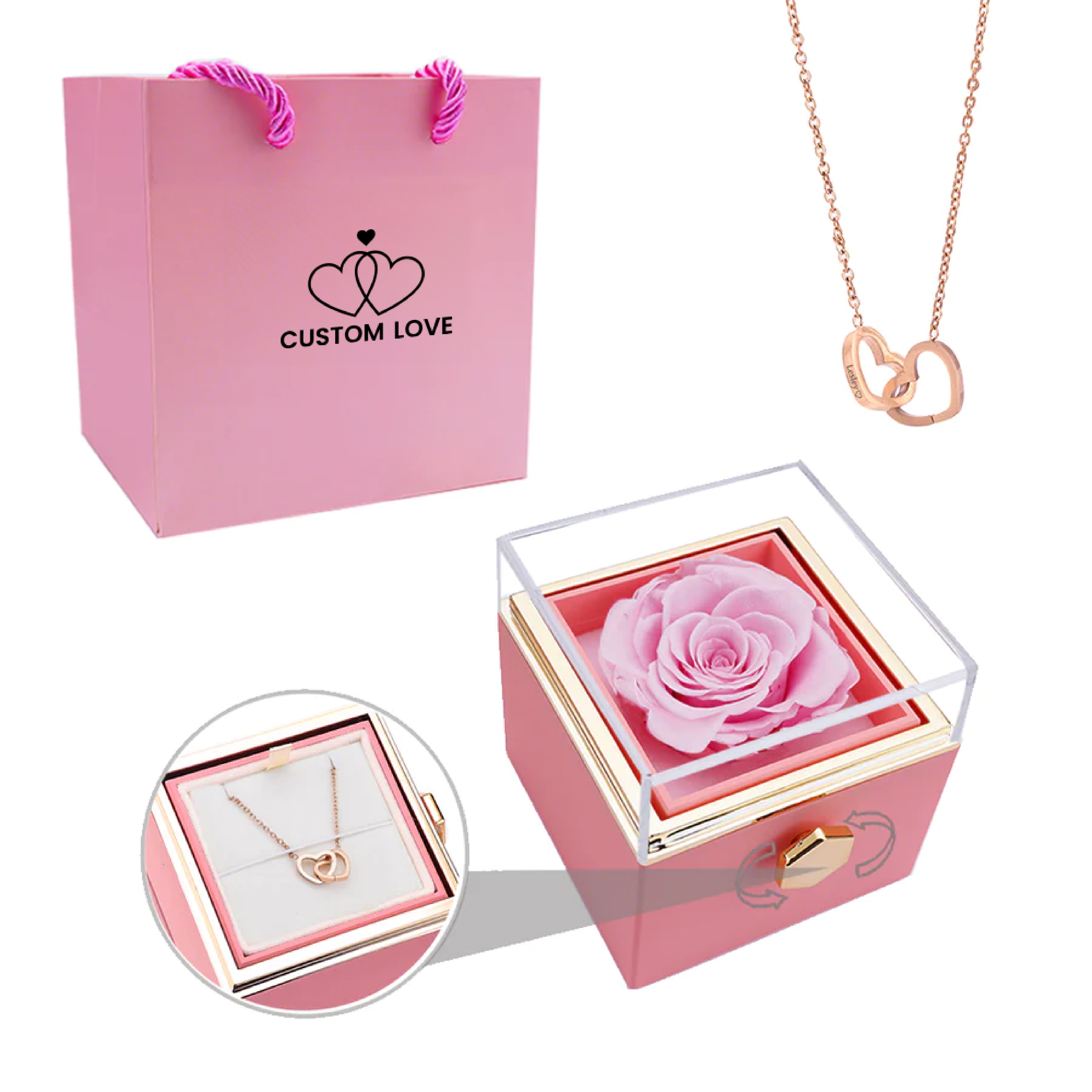 The Eternal Rose Box - With Personalized Necklace & Real Rose