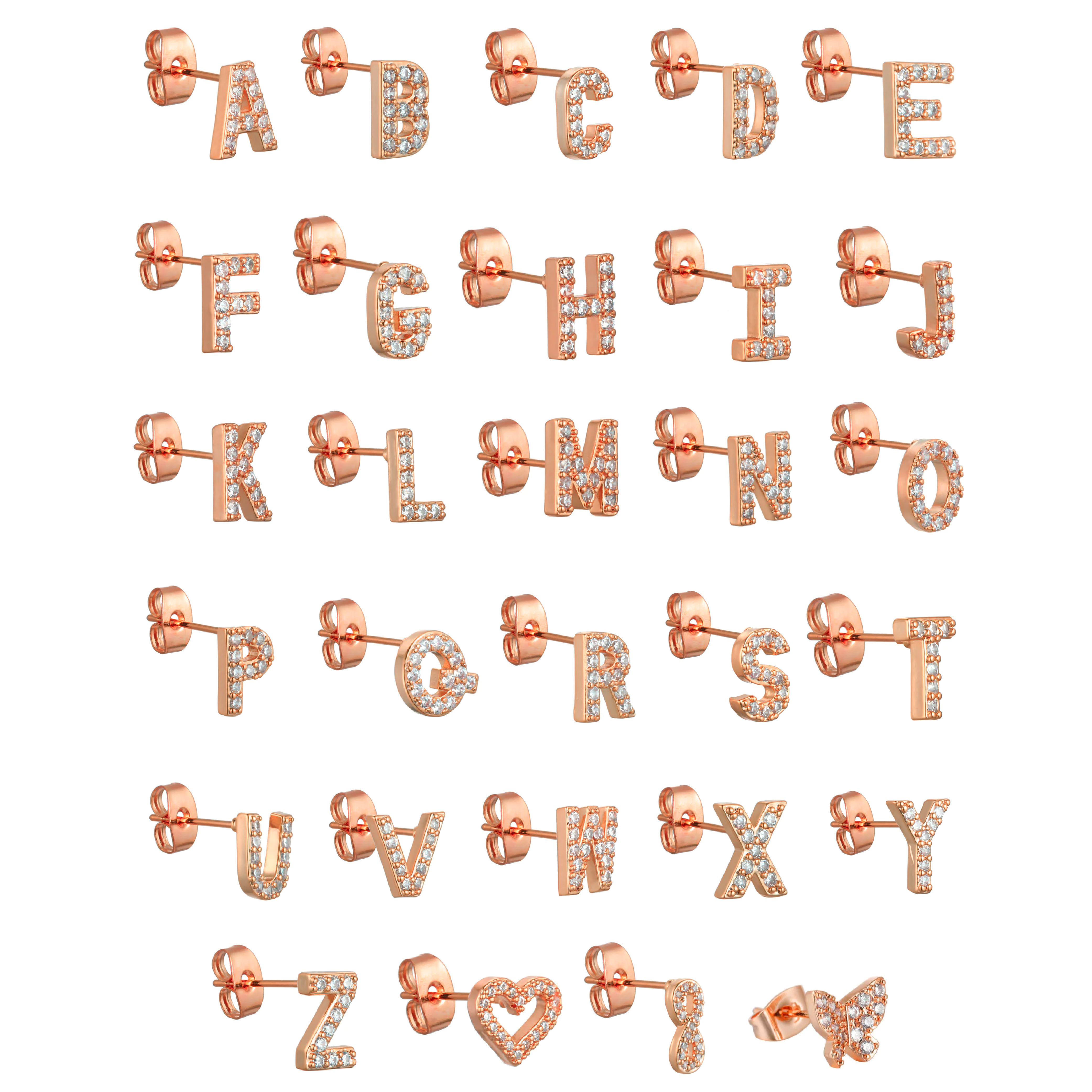 Letter Earrings 'Initial' with Zirconia