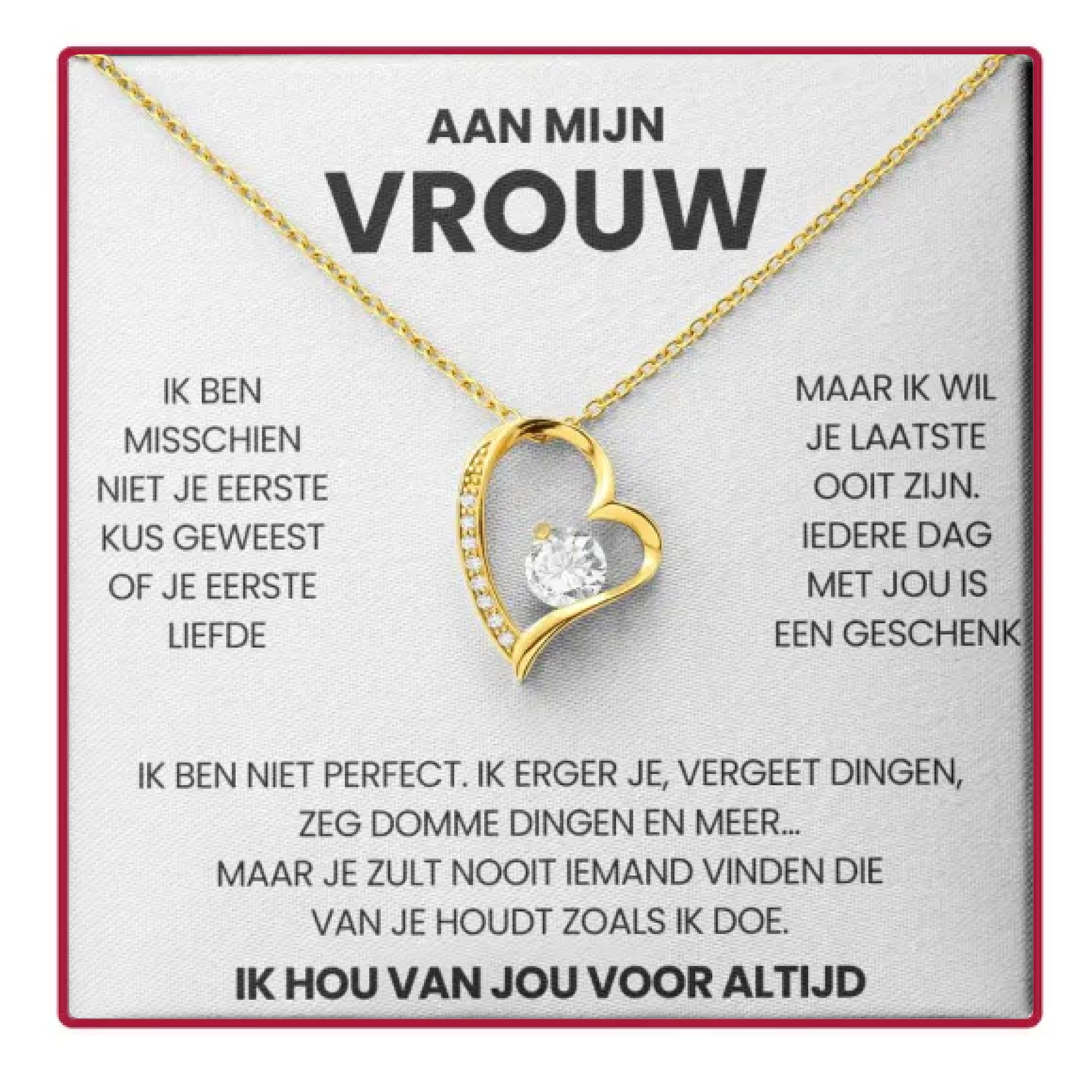 To My Wife - Eternal Rose Box - With Heart Necklace & Real Rose