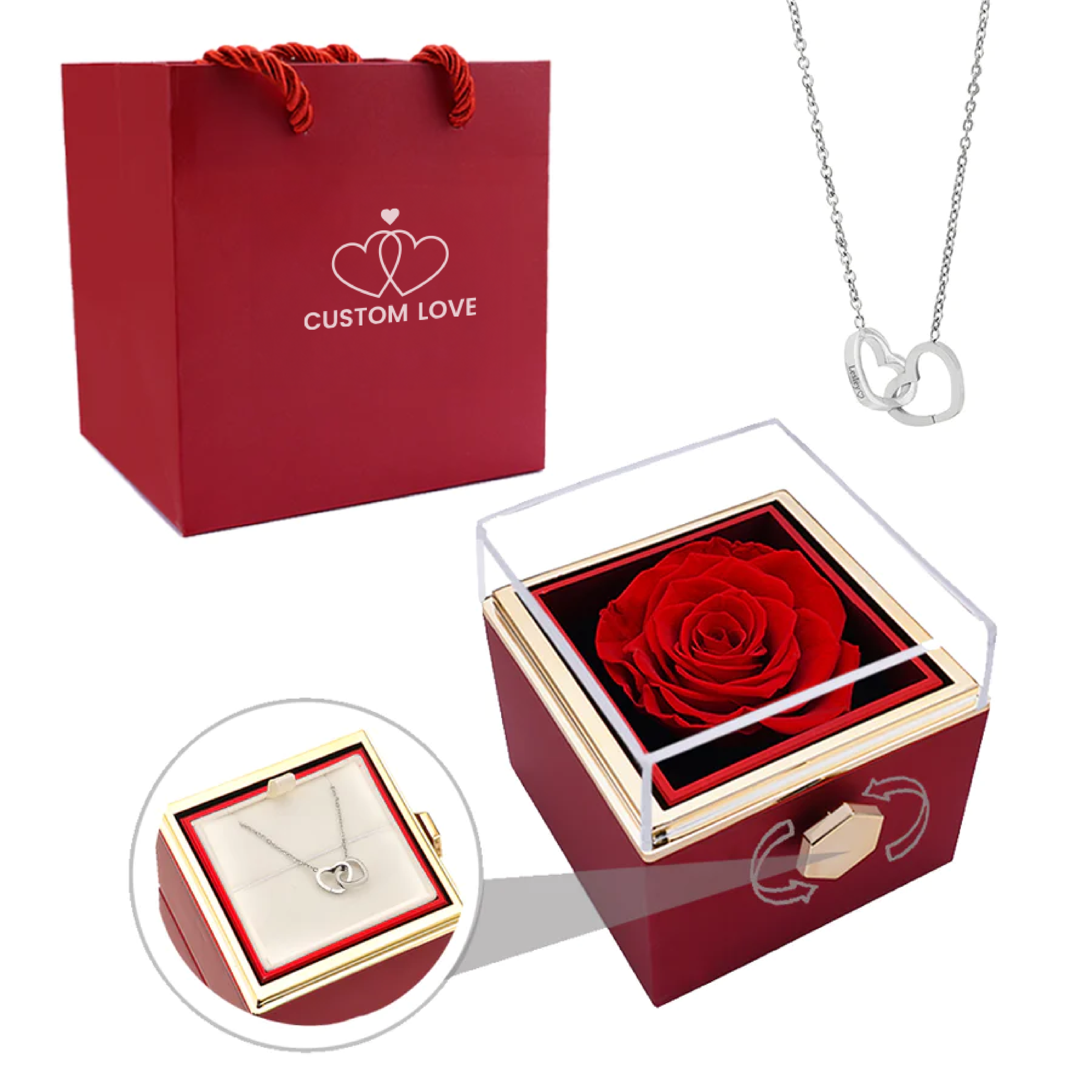 Eternal Rose Box - With Personalized Necklace & Real Rose