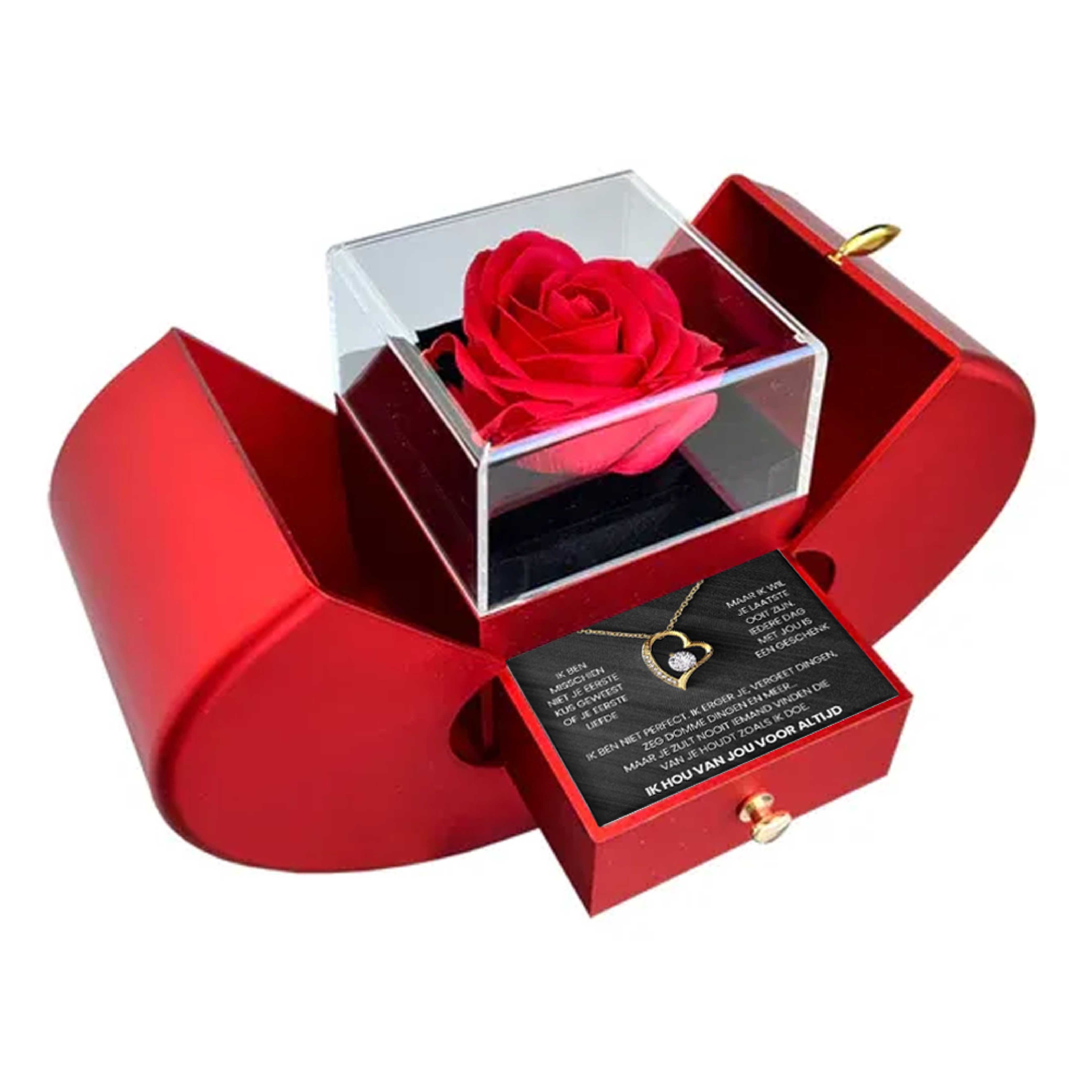 To My Darling - Eternal Rose Box - With Heart Necklace & Real Rose