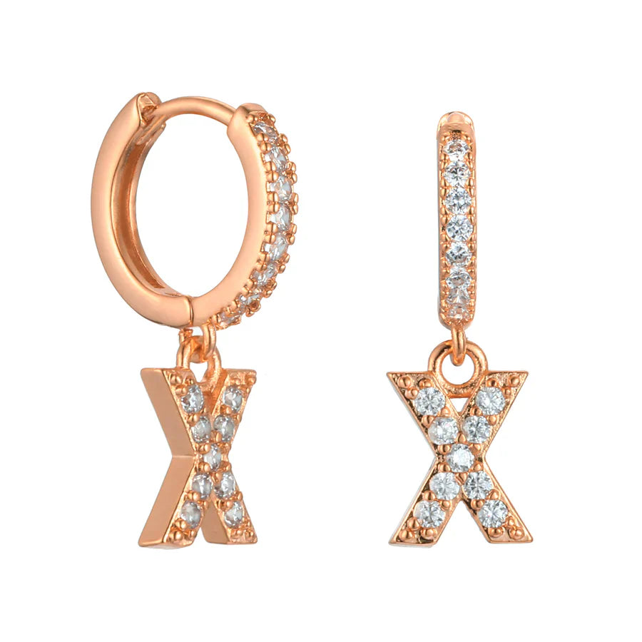 Letter Earrings 'Initial' with Zirconia