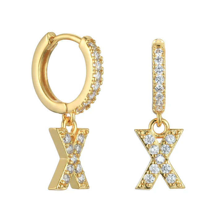 Letter Earrings 'Initial' with Zirconia