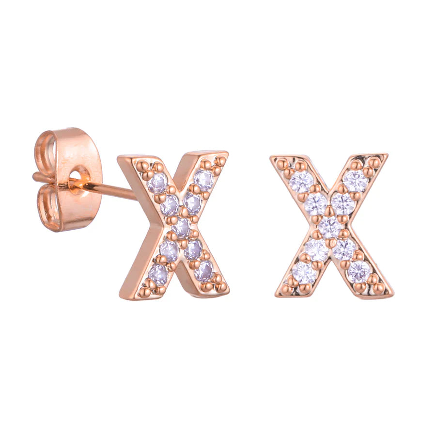 Letter Earrings 'Initial' with Zirconia