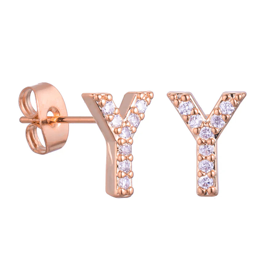 Letter Earrings 'Initial' with Zirconia